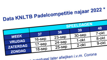 Inschrijving najaarscompetitie Padel geopend